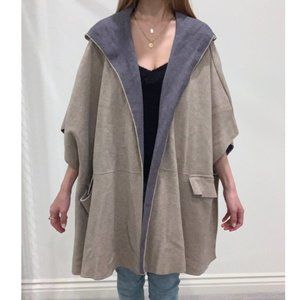 Zara Brown/Gray Poncho with a Hood